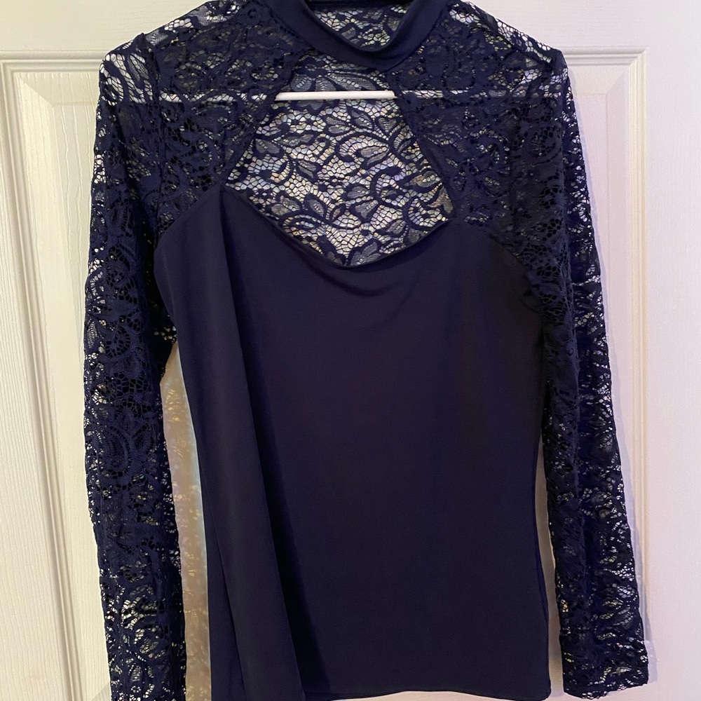 EXPRESS- Dark Blue Lace Blouse